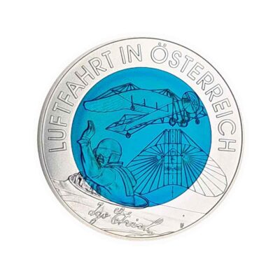 25€ Österreichische Luftfahrt 2007 – Silber-Niob-Münze – Handgehoben